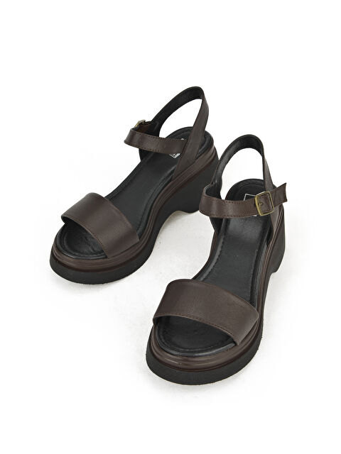 Ziya Ayakkabı Kadın Hakiki Deri Topuklu Sandalet 141992Z68002 Kahve - S000316042-19413