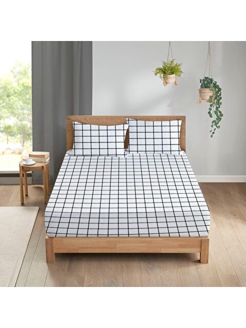 Evmila Kare Desen Baskılı Çift Kişilik 180x200 Çarşaf Takımı - S000124248-23173