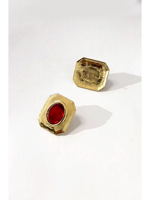 New Obsessions Gold Detaylı Renkli Taşlı Kare Çelik Vintage Küpe - S000465400-20045