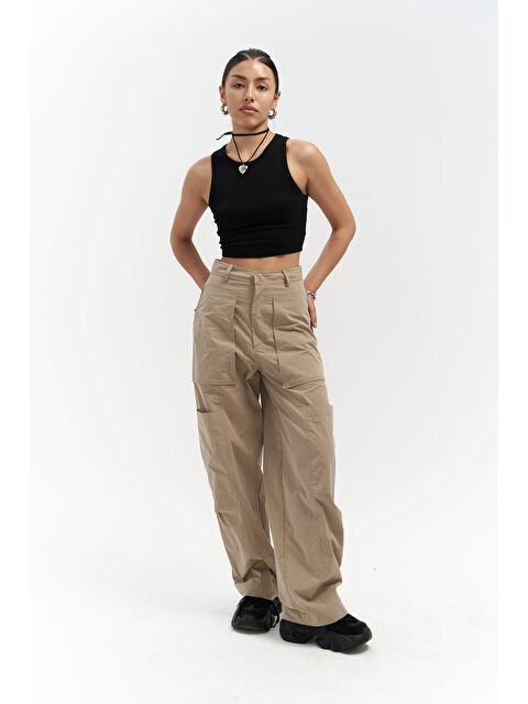 Mai Collection Wendy Bej Paraşüt Kargo Pantolon - S000279548-19928