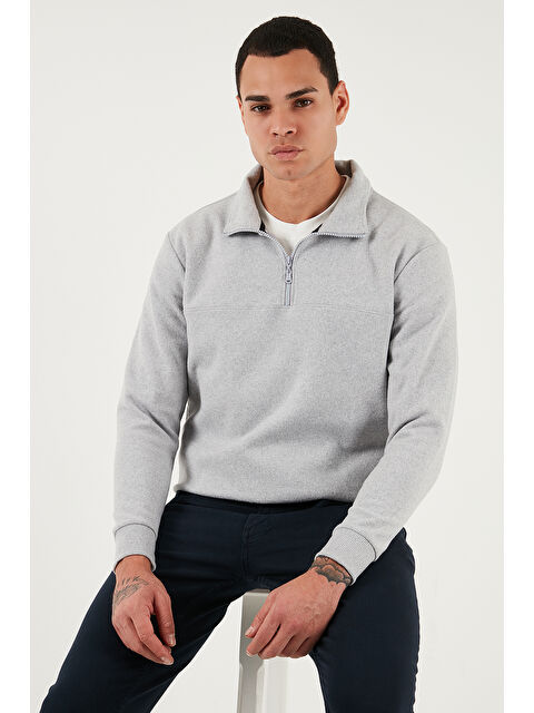 Buratti Pamuklu Regular Fit Yarım Fermuarlı Dik Yaka Kazak 456112 - S000428186-17308