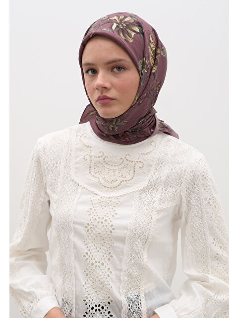 Fresh Scarfs Gısele Desen Pamuklu Viskon Eşarp Gülkurusu - S000458586-20028