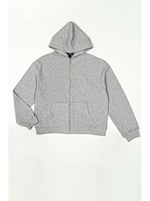 For You Moda Oversize Fermuarlı Cepli Gri Sweatshirt - S000147398-20600