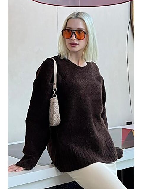 Madmext Kahverengi Bisiklet Yaka Kadın Buklet Kazak Mg2480 - S000437741-19413