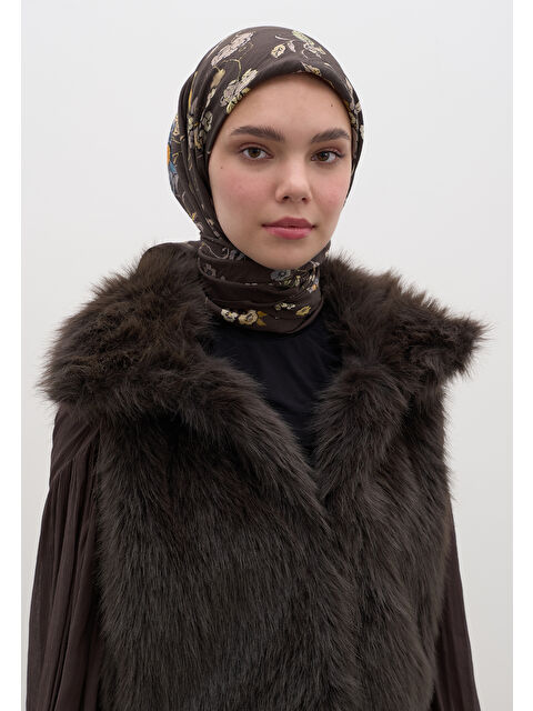 Fresh Scarfs Jenephıe Desen Pamuklu Viskon Eşarp Acı Kahve - S000458587-28102
