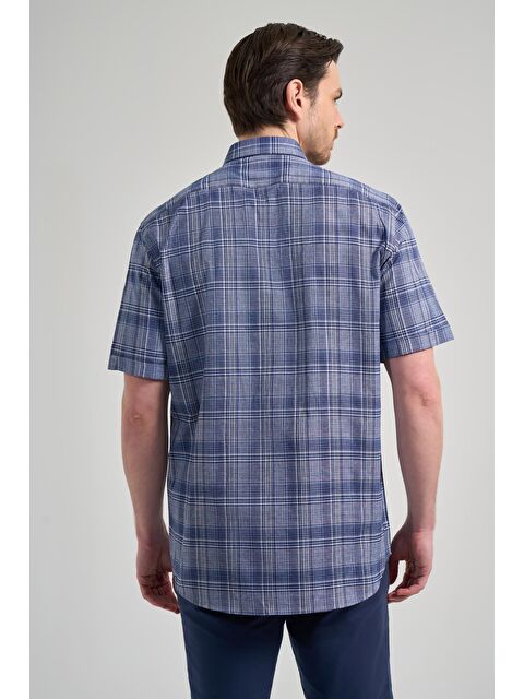 İMZA Kısa Kol Ekose Desen Bez Ayağı Düğmeli Yaka Cepli Pamuklu Classic Comfort Fit Gömlek 1004250162 - S000357440-21164