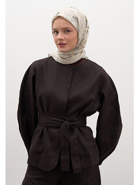 Fresh Scarfs Jenephıe Desen Pamuklu Viskon Eşarp Taş - S000458587-25636