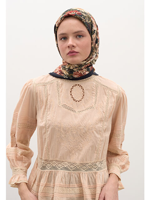 Fresh Scarfs Judıth Desen Pamuklu Viskon Eşarp Siyah - S000458588-19351