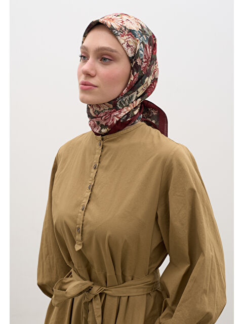 Fresh Scarfs Judıth Desen Pamuklu Viskon Eşarp Bordo - S000458588-19951
