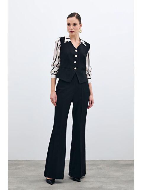 SATEEN İspanyol Paça Pantolon - Siyah - S000338726-19351