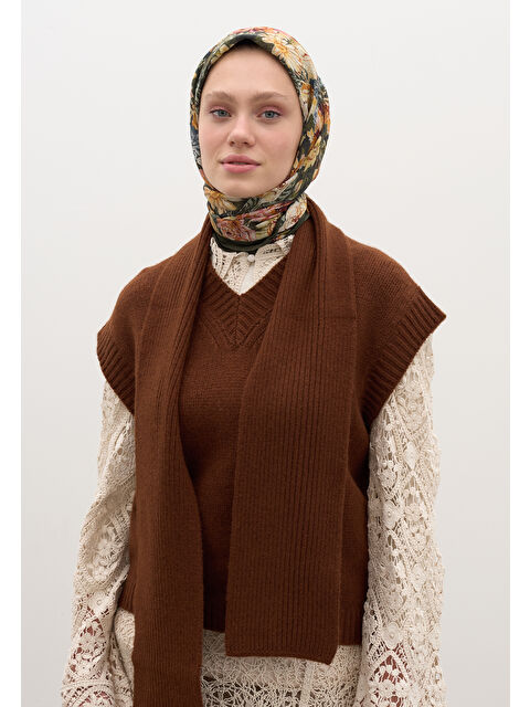 Fresh Scarfs Judıth Desen Pamuklu Viskon Eşarp Haki - S000458588-18547