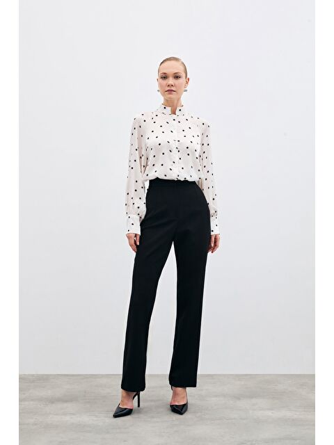 SATEEN Yüksek Bel Klasik Pantolon - Siyah - S000338730-19351