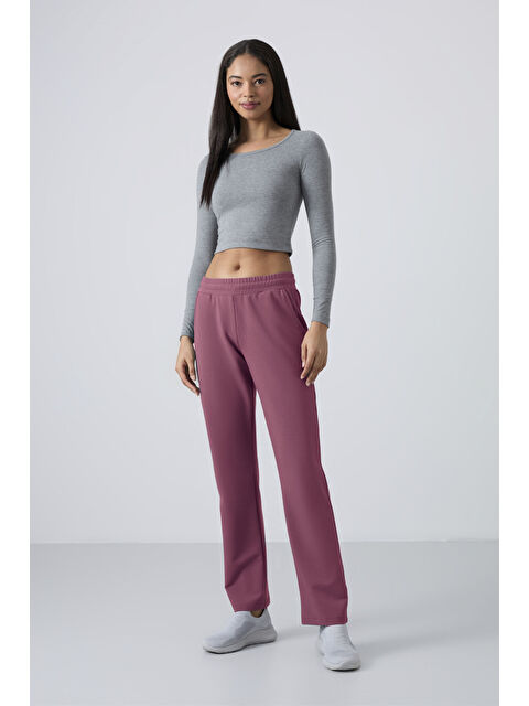 Tommylife Soft Vişne Yüksek Bel Cepli Rahat Form Klasik Paça Kadın Eşofman Alt - 94584 - S000029654-877