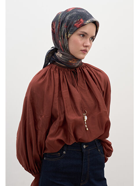 Fresh Scarfs Evelyne Desen Pamuklu Viskon Eşarp Siyah - S000458590-19351