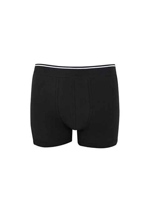 Kompedan Erkek Penye Elastanlı Pamuklu Boxer | Siyah K11314 - S000233292-19351