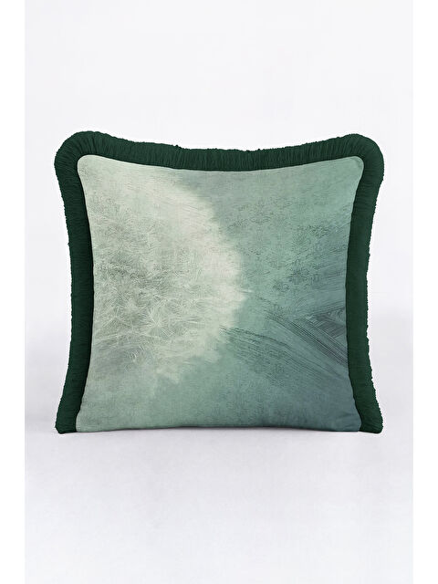Milbay Grup Lüks Doğal Esinti Saçaklı Yastık Kılıfı - Zarif Boho Yeşil Püsküllü Kırlent Kılıfı