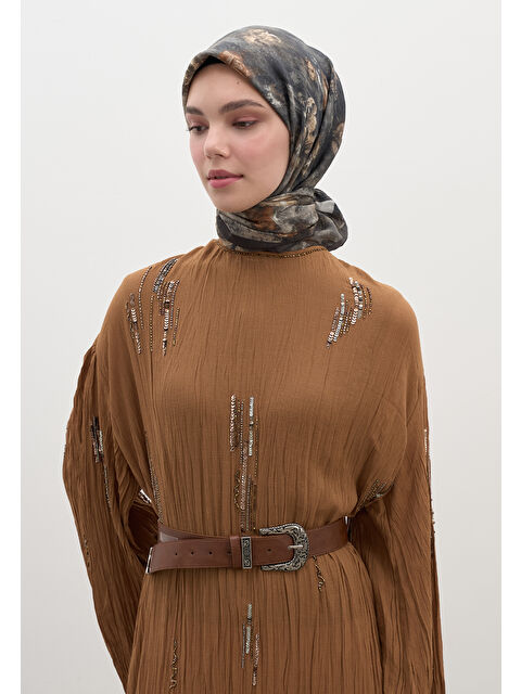 Fresh Scarfs Evelyne Desen Pamuklu Viskon Eşarp Vizon - S000458590-26429