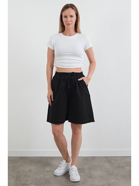 Fullamoda Beli Bağlamalı Püsküllü Gabardin Şort - S000398645-19351