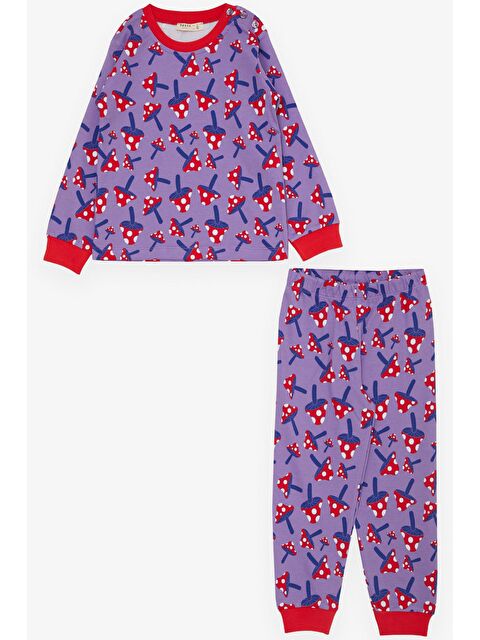 Breeze Kız Çocuk Pijama Takımı Mantar Desenli Lila (1-2 Yaş) - S000110797-17878