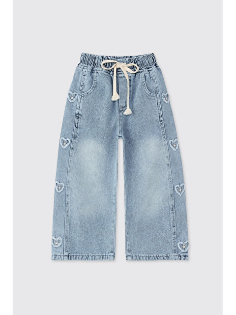 Panço Kız Çocuk Mavi Denim Pantolon