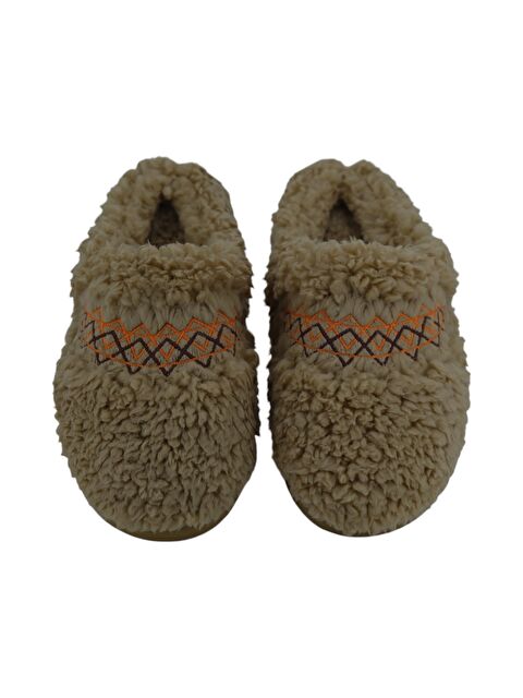 Chirpy Kadın Kışlık Nakışlı Camel Yünlü Ev Terliği - S000302803-4557