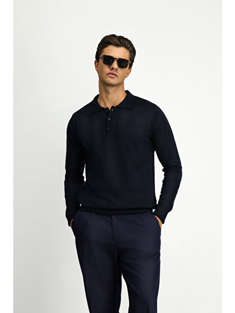 Kiğılı Polo Club Polo Yaka Regular Fit Desenli Triko Büyük Beden Kazak - S000448966-29672