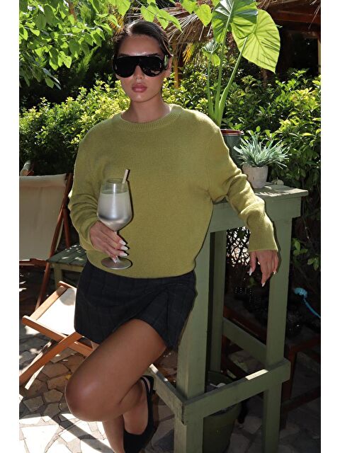 Madmext Yeşil Bisiklet Yaka Kadın Triko Kazak Mg2494 - S000437739-18194