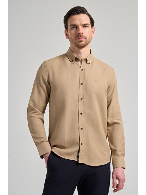 İMZA Uzun Kol Desenli Armürlü Düğmeli Yaka Cepsiz Pamuklu Casual Slim Fit Gömlek 1004250206 - S000357335-19928