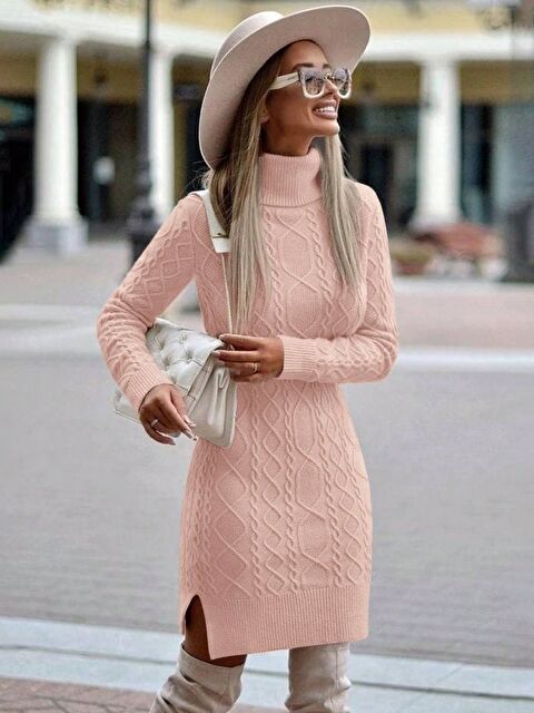 Jane's Loren Yünlü Motifli Midi Boy Triko Elbise - S000528729-7152