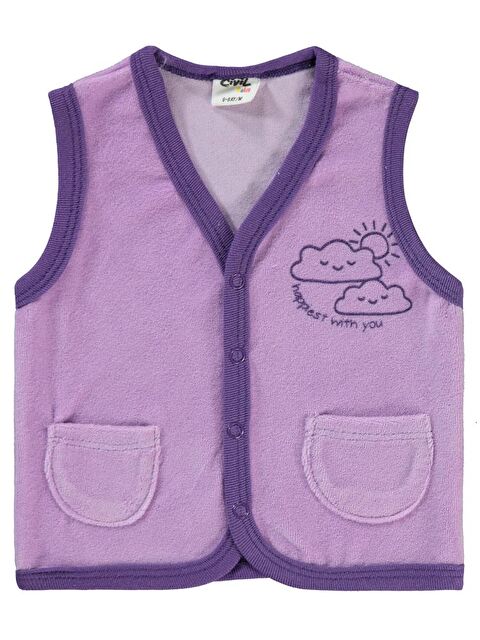 Civil Baby Bulut Baskılı Cepli 6-18 Ay Yelek - Lila9-12 Ay - S000483656-17878