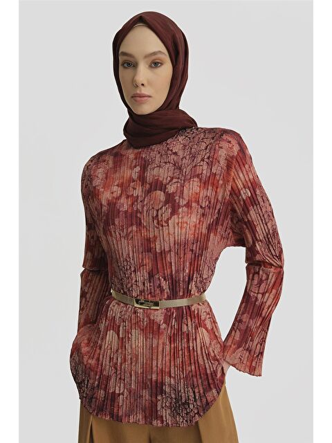 ARMİNE Piliseli Bluz 25Y3703 Koyu Kırmızı - S000354325-20045