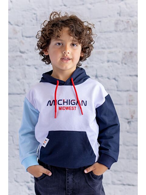 ZEYLAND Erkek Çocuk Kapüşonlu Nakışlı Sweatshirt - Lacivert - S000316045-21164