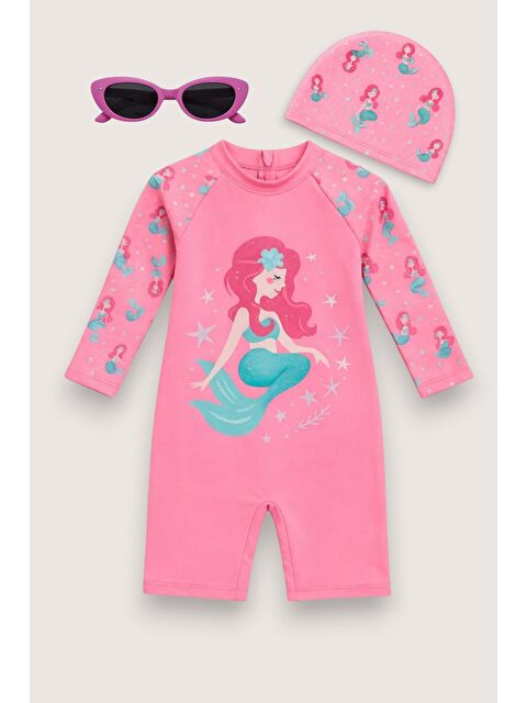 My Kids Wear Çocuk Desenli Mayo Takımı - UV Korumalı Bone ve Güneş Gözlüğü Hediyeli 2'li Set 12698