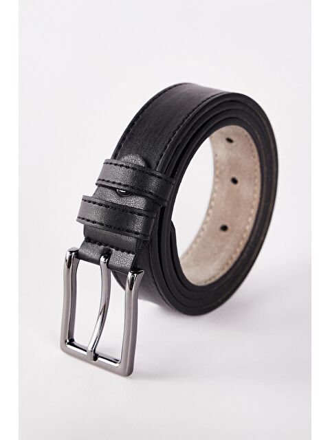 TUDORS Erkek Deri 3 Cm Klasik Siyah Kemer