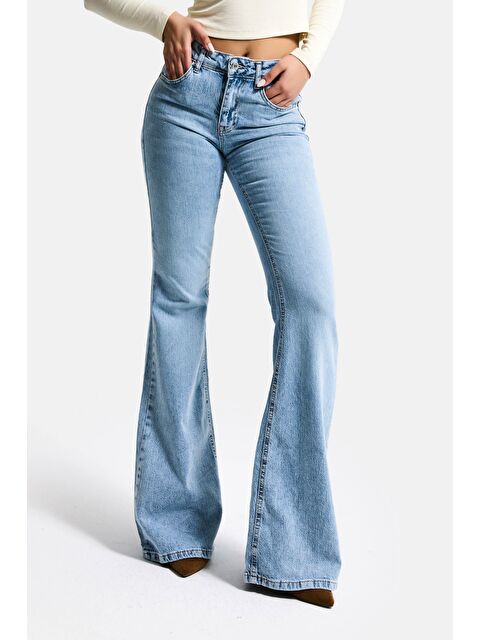 It's Basic Kadın Ice 4s6-3 Mid Rise Flare Fit Esnek Kumaş Denim Jean - S000526363-17234