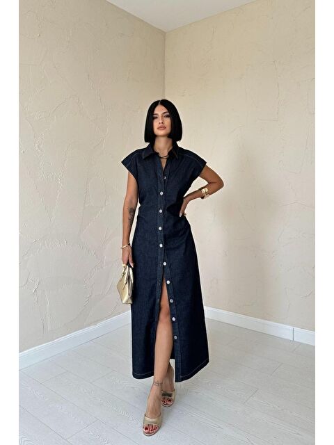 Jane's Mavi Kolsuz Vatkalı Elbise - S000527703-17234