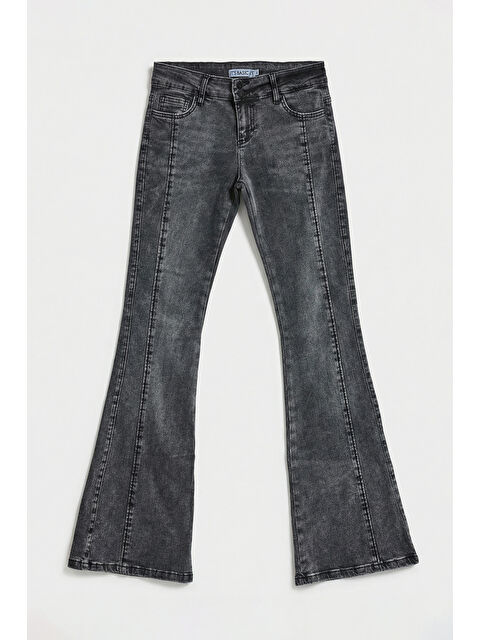 It's Basic Kadın Antrasit 4s6-14 Mid Rise Flare Fit Kemer Detaylı Esnek Kumaş Denim Jean - S000526365-29666