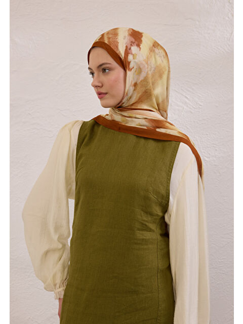 Fresh Scarfs Soft Daısy Desen Rami Şal Kiremit - S000420261-18657