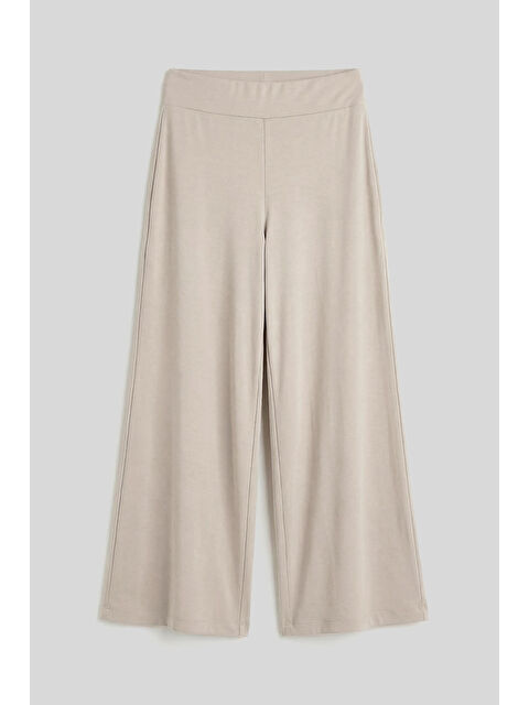 Tommylife Bej Comfort Fit Geniş Paça Korsajlı Palazzo Kadın Pantolon - 94681