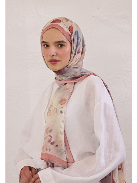 Fresh Scarfs Sweet Wıllıam Desen Rami Şal Soft Pembe - S000420263-20024