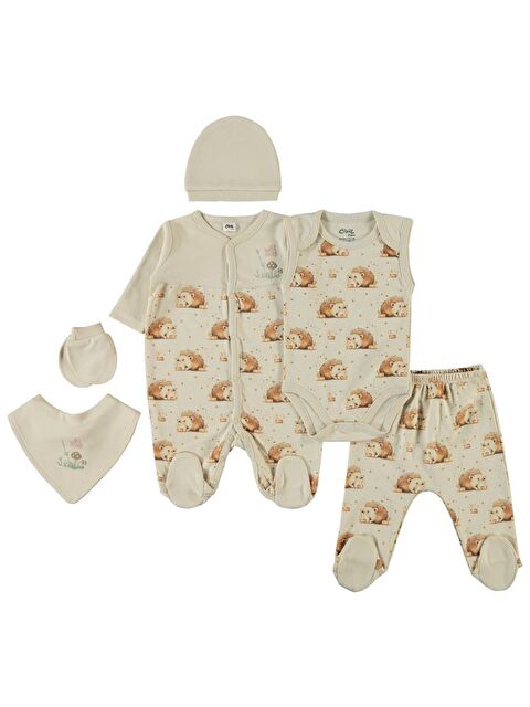 Civil Baby Kız Bebek 6'lı Zıbın Setleri - Bej 0-1 Ay - S000483673-19928