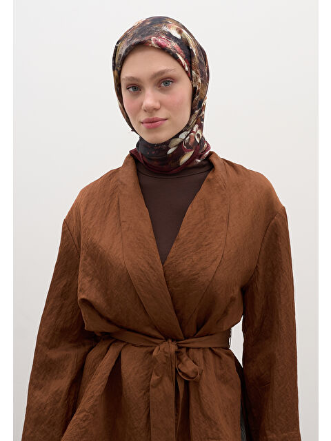 Fresh Scarfs Madeleıne Desen Pamuklu Viskon Eşarp Bordo - S000458592-19951