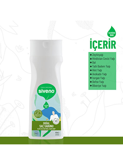 Siveno %100 Doğal Saç Sabunu Zeytinyağlı Bal Avokado 9 Değerli Bitki Erkekler İçin Bitkisel Şampuan 300 ml - S000361625-23173