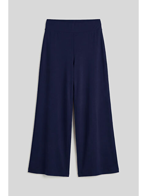 Tommylife Koyu Mor Comfort Fit Geniş Paça Korsajlı Palazzo Kadın Pantolon - 94681
