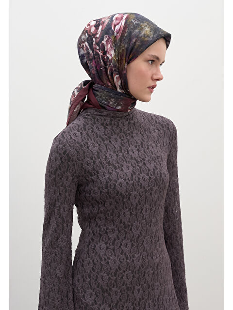 Fresh Scarfs Madeleıne Desen Pamuklu Viskon Eşarp Gülkurusu - S000458592-20028