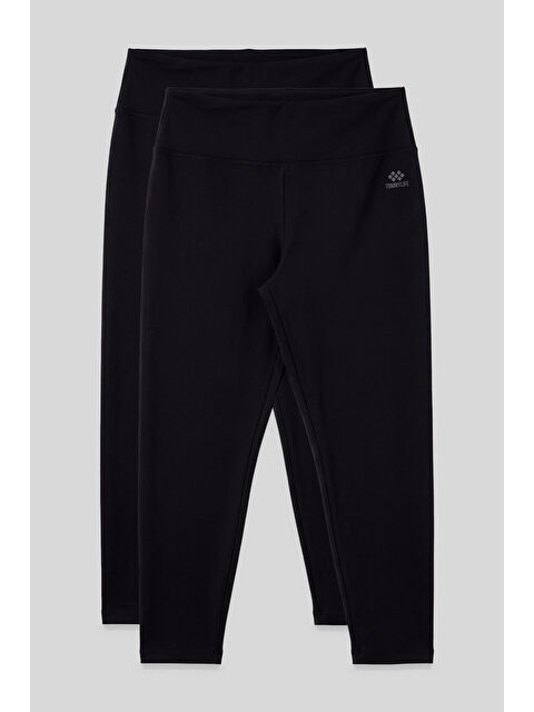 Tommylife Slim Fit 2li Paket Siyah Büyük Beden kadın Tayt - 94650