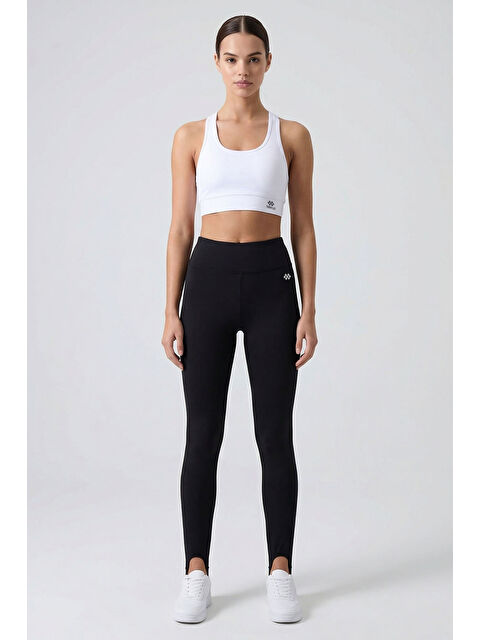 Tommylife Siyah Standart Fit Esnek Spor Performans Kadın Topuklu Tayt - 94685