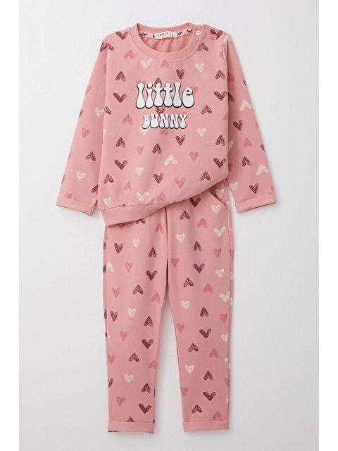 Breeze Kız Bebek Eşofman Takım Renkli Kalp Desenli Gülkurusu (1 Yaş) - S000325426-20028