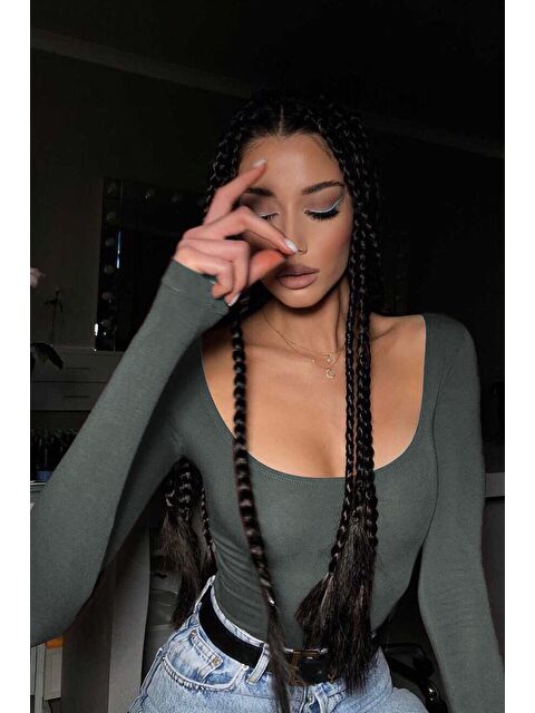 Madmext Füme Kayık Yaka Kadın Body Mg1840 - S000124561-33408