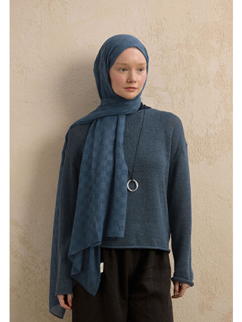 Fresh Scarfs Modal Damalı Şal İndigo - S000420269-23093